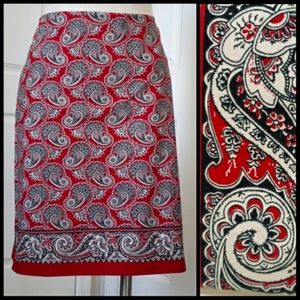 Vintage CASUAL CORNER Red Paisley Cotton Skirt